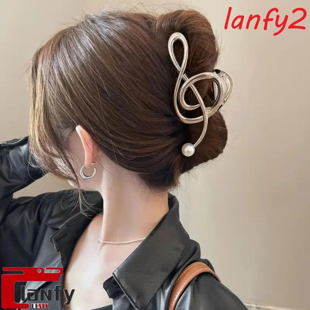 LANFY Grampo De Cabelo Clave De Sol , Garra Com Nota Musical De Pérola Dourada , De Joias , Grampos Maquiagem