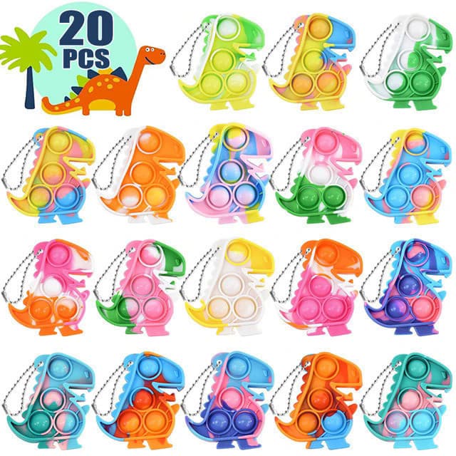 10/36PCs dinossauro pop chaveiro sensorial fidget brinquedos em massa crianças selva festa de aniversário presentes