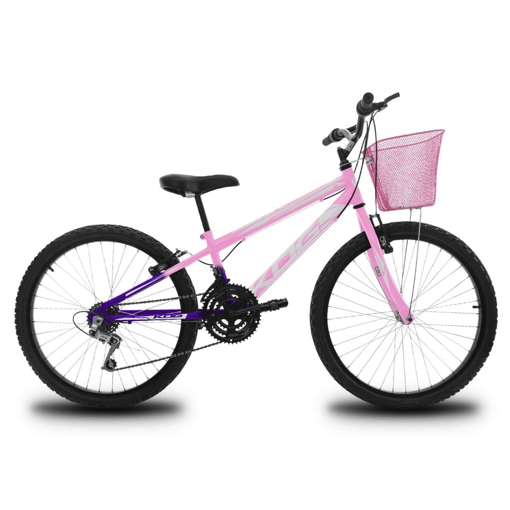 Bicicleta Infantil Feminina Aro 24 KOG 18 Marchas com Cestinha Bicicleta para Criança