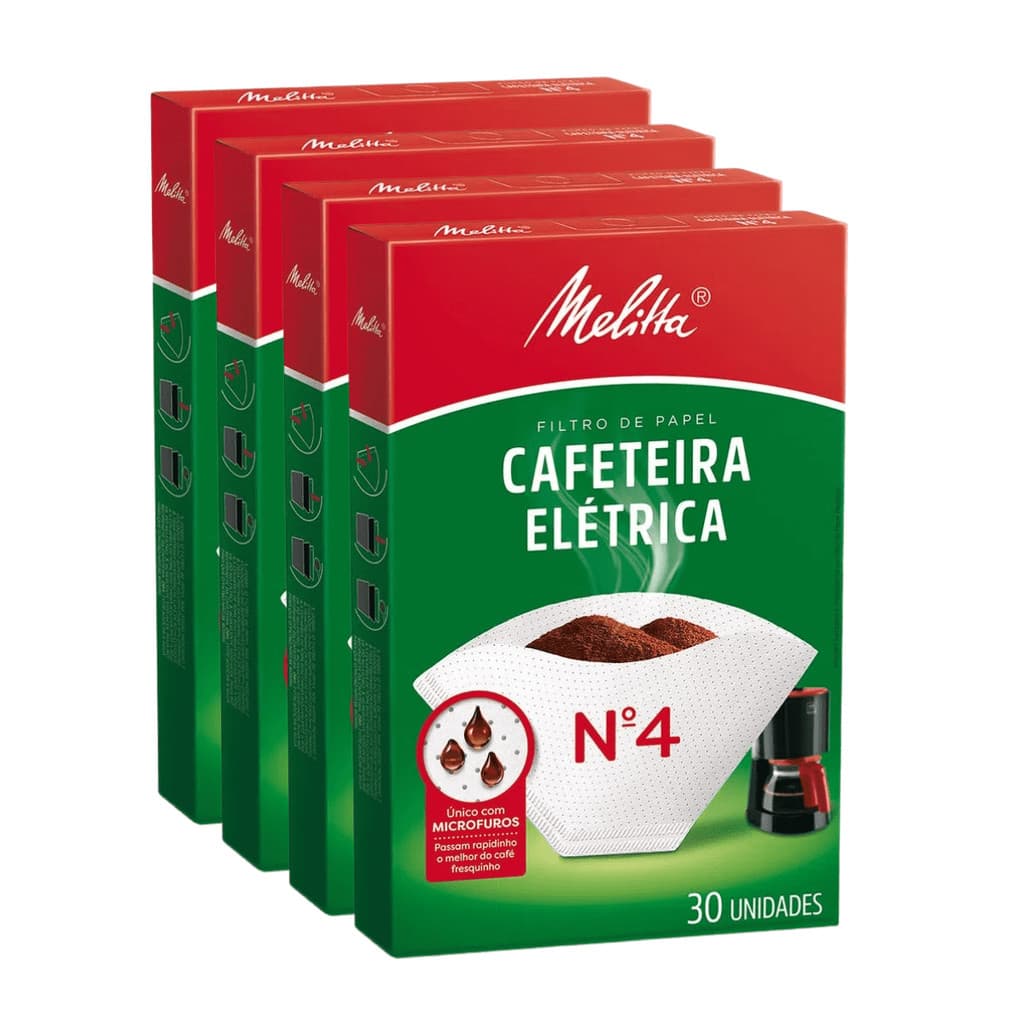 Filtro Papel Melitta Para Cafeteira Elétrica N°4 120un 4cx