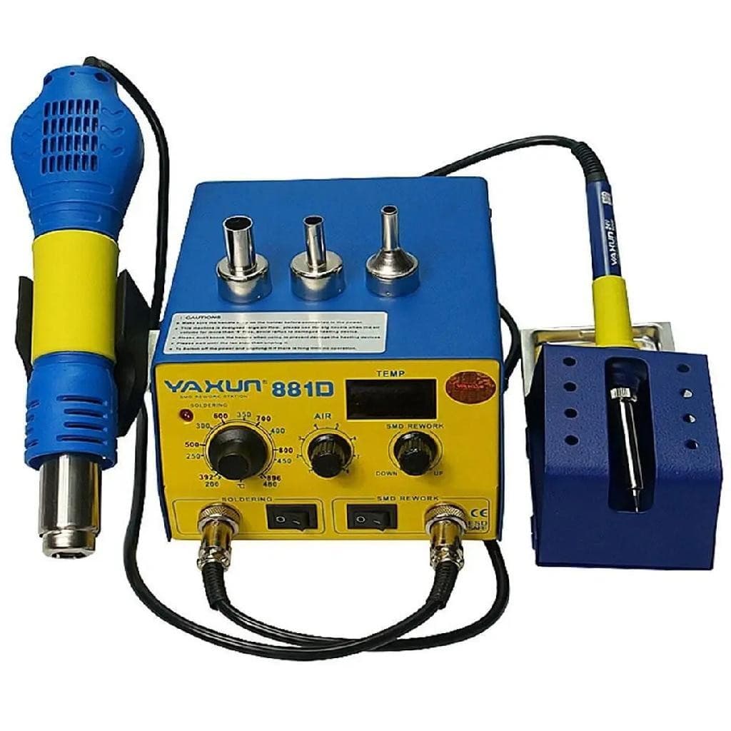 Estação de Solda Yaxun Ferro e Ar Quente 881D Yx-881d 2 Em 1 Digital cor Amarelo Smd Retrabalho