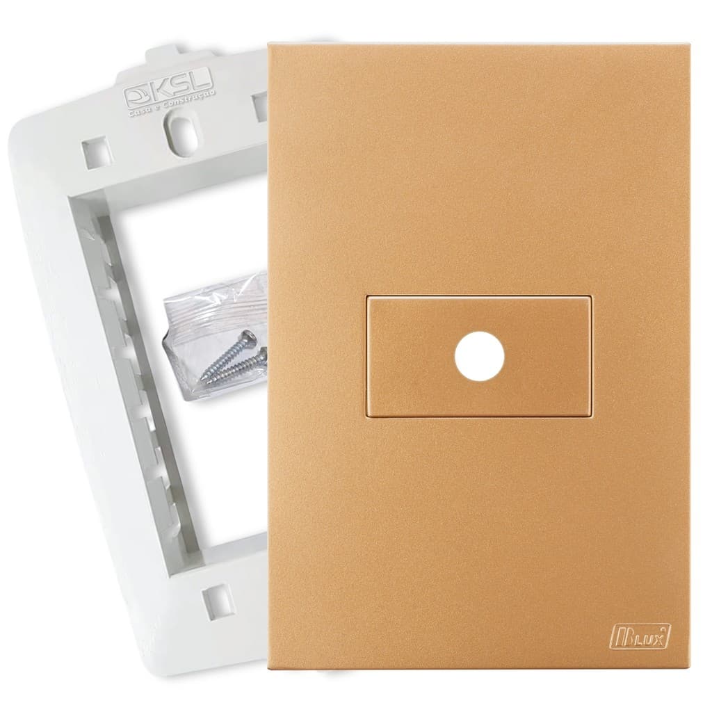 Espelho de Tomada Placa 4X2 Com Modulo Furo 8mm Ouro Nobre