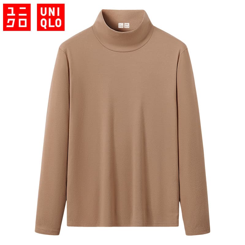 Suéter Feminino UNIQLO Com Gola Alta De Qualidade Dupla Face Veludo Escovado Base Quente