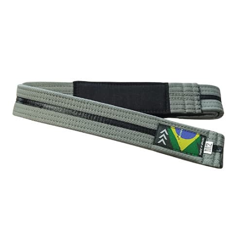 Faixa de Jiu Jitsu MK Brasil Cinza Fita Preta Ponta Preta