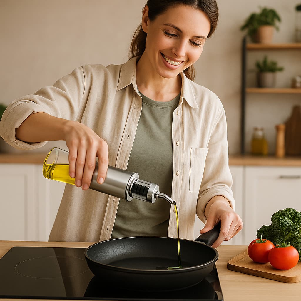 Dispenser de Azeite em Inox 500ml | Garrafa para Óleo e Vinagre com Bico Dosador