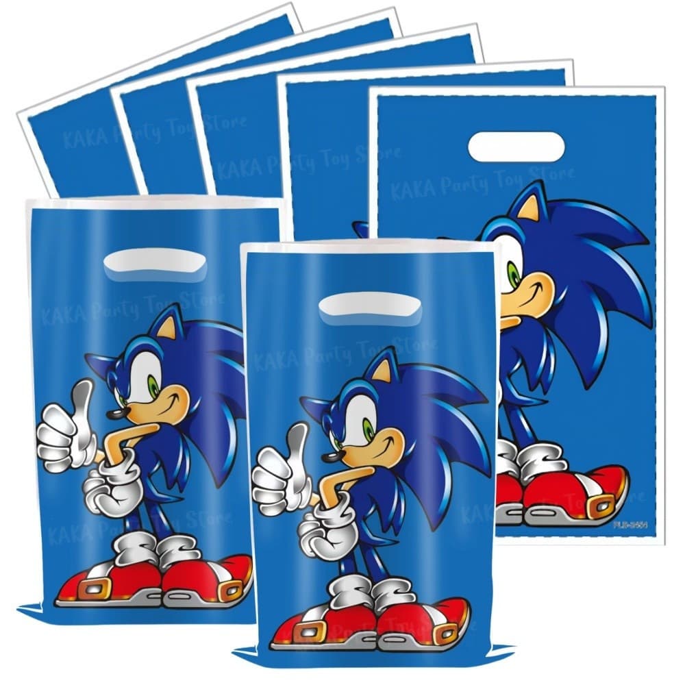 40 Pcs Sacolas de Presente de Festa de Anime Sonic Hedgehog Dois Sacolas de Plástico para Doces para Crianças Meninas VI