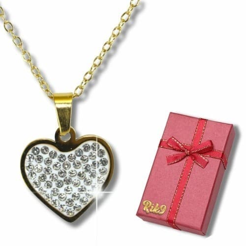 Gargantilha Premium Feminina Rik9 Coração Zirconia Delicado Qualidade Com Caixinha