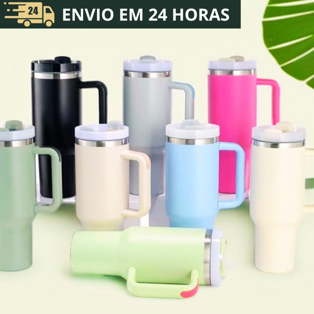 Copo Térmico Parede Dupla Inox 1200ml com Canudo - Bebida na Temperatura Ideal