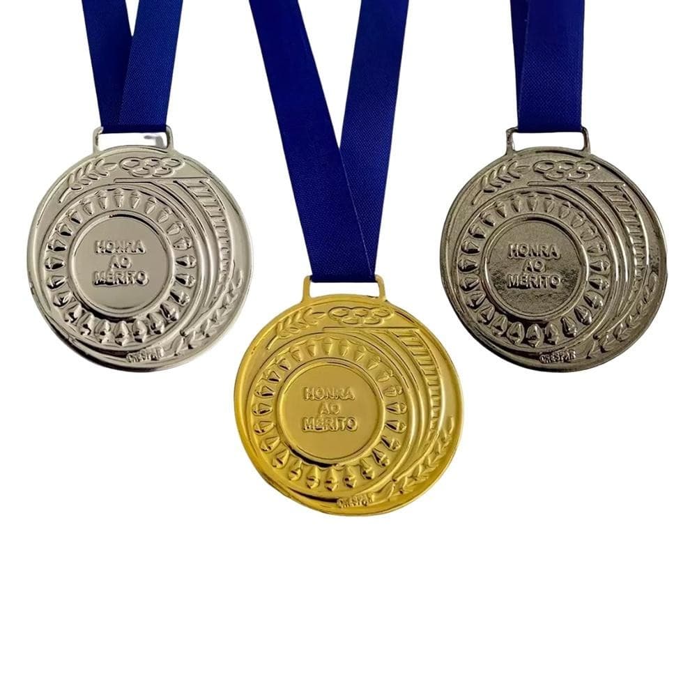 Kit 15 Medalhas Esportivas Metal Grandes 50mm Honra Mérito