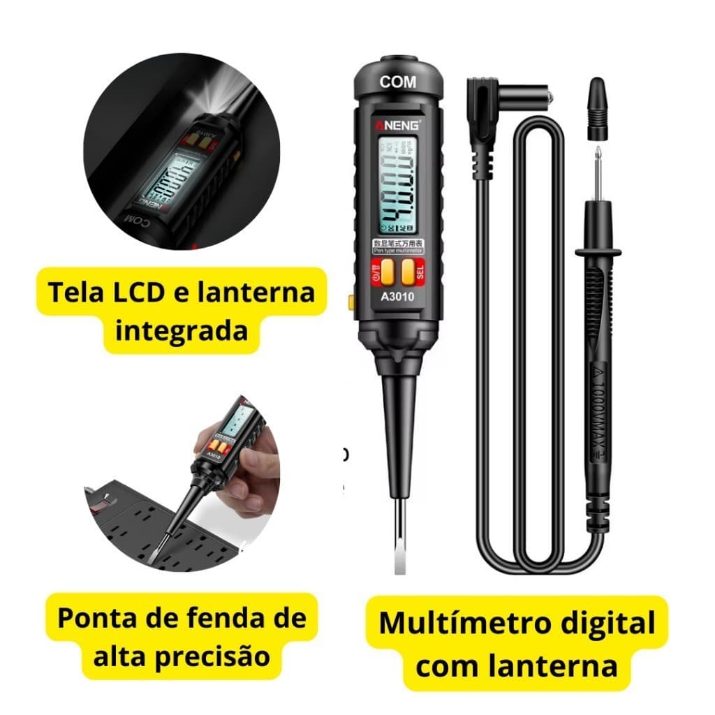 Multímetro Caneta,digital Inteligente Alta Precisão Com Lanterna