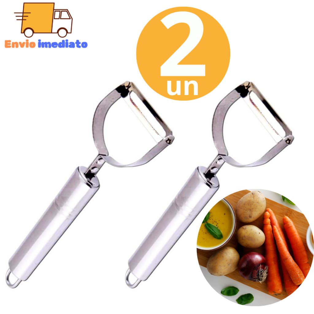 Kit 2 Descascadores de Legumes 17,5cm Batatas Frutas de Aço Inox Descascador de Legumes Inox Descascador de Legumes e Fr