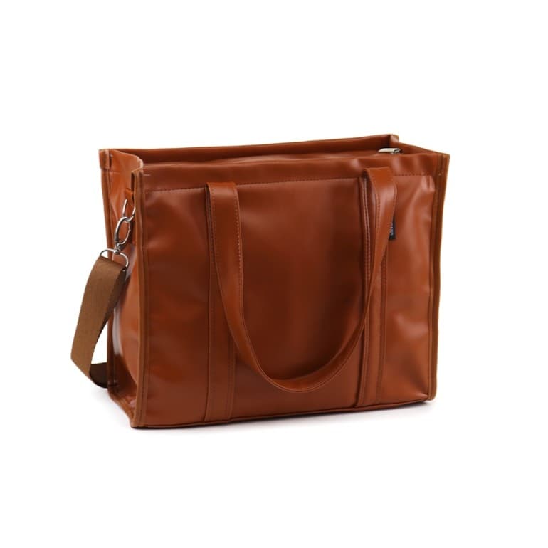 Bolsa Tote Midi com Alça Caramelo