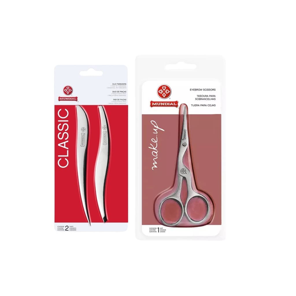 Kit Tesoura Sobrancelha BC701 E 2 Pinças Anatômica Mundial