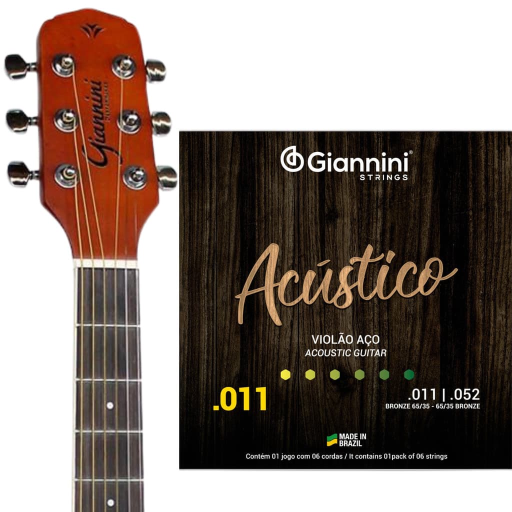 Encordoamento Violão Aço Giannini Acústico Bronze GESPW 011