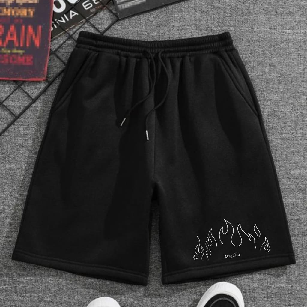 Bermuda Moletom Streetwear Shortinhos Flanelados Fire Tecido Premium Moda Masculina