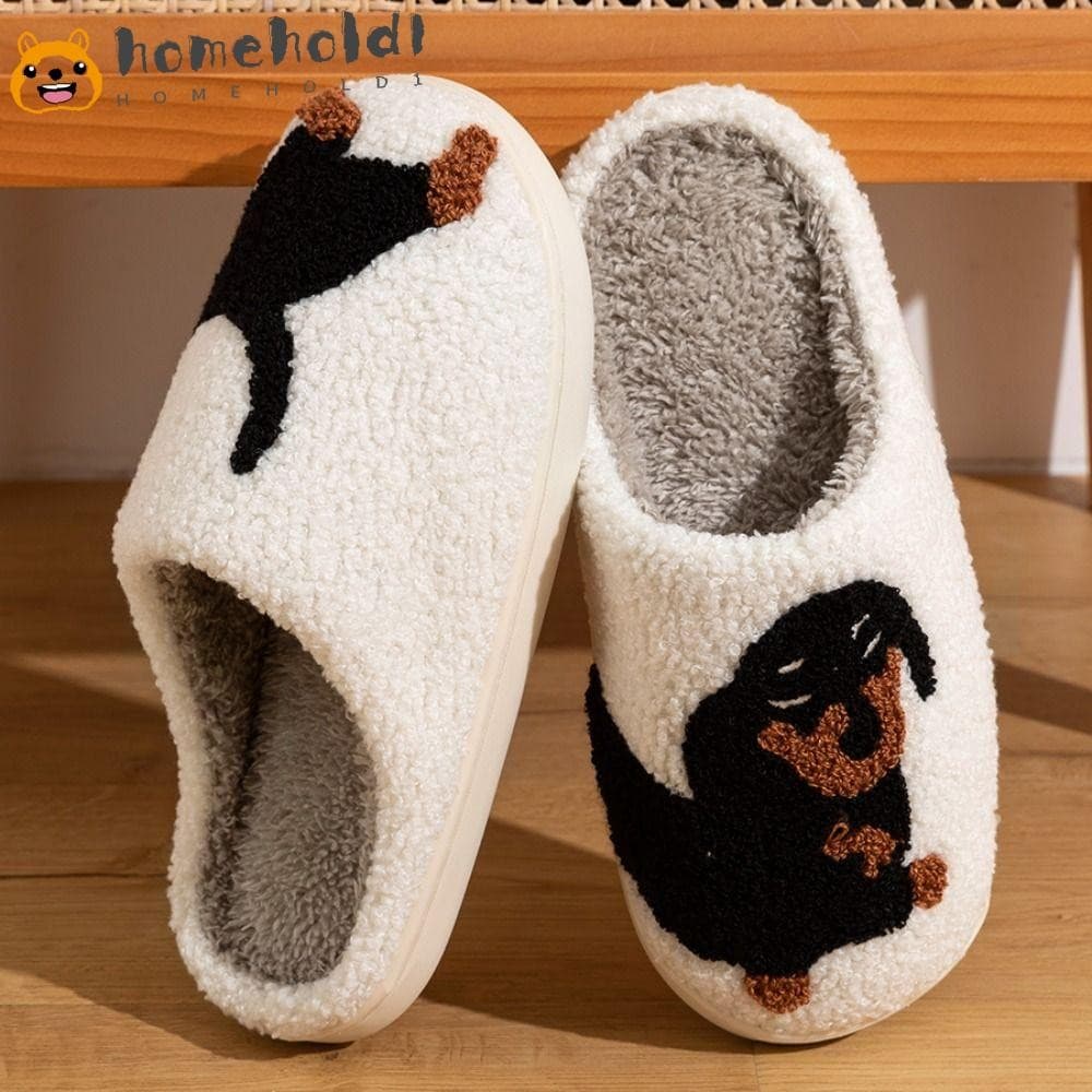 Chinelos De Cachorro De Desenho Animado HOMEUVOE , Pelúcia Quentes E Fofos , Sapatos Femininos Com Padrão De Animais Mac