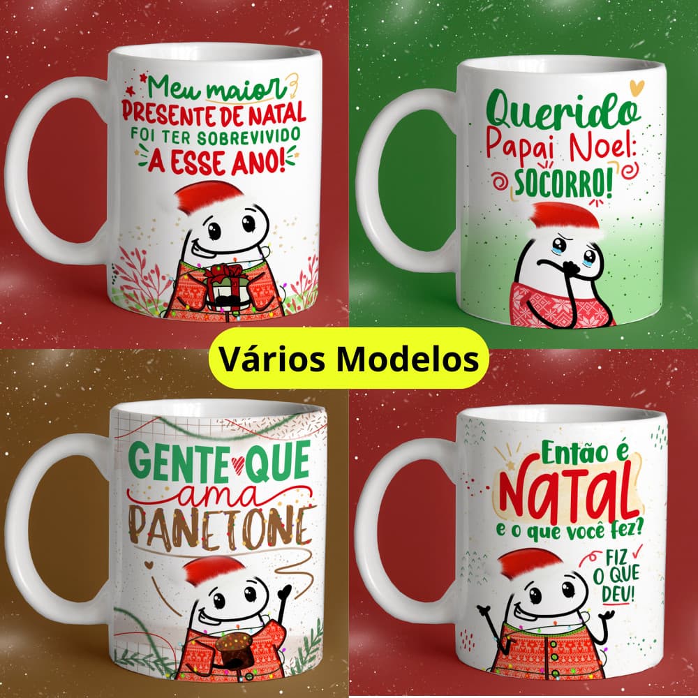 Canecas de Natal Personalizadas - Xícaras de Porcelana - Frases Divertidas e Engraçadas Natalinas - Copo de Cerâmica
