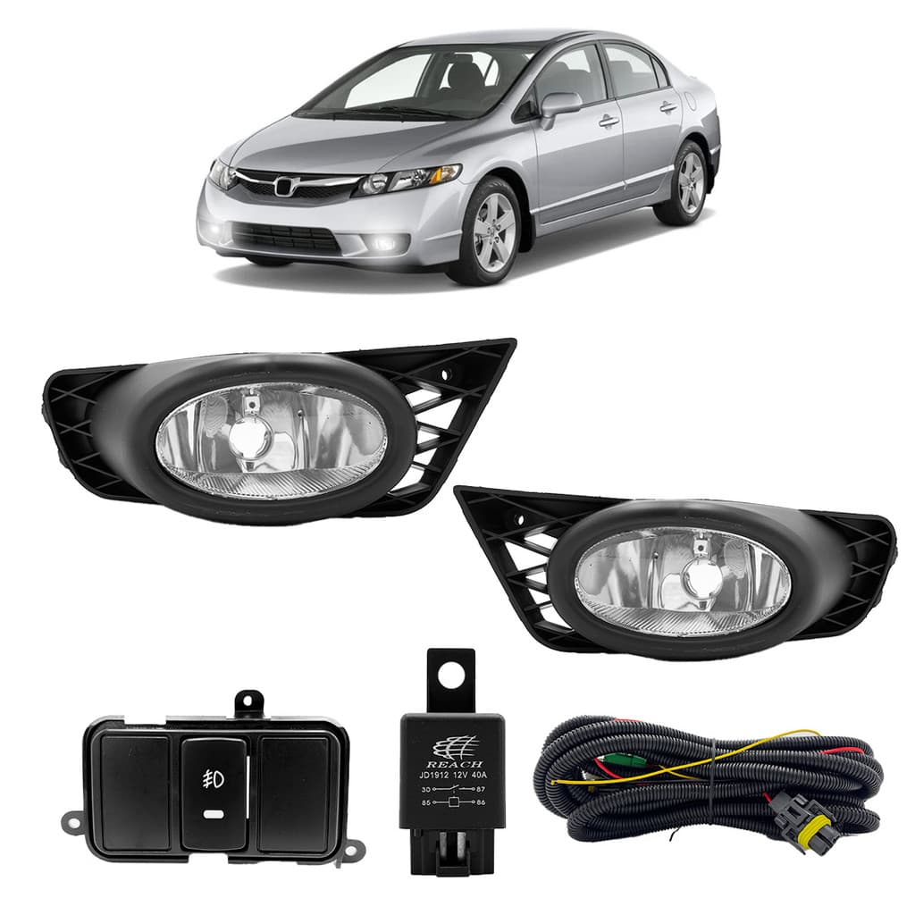 Kit Farol de Milha Auxiliar New Civic Compatível 2009/2011