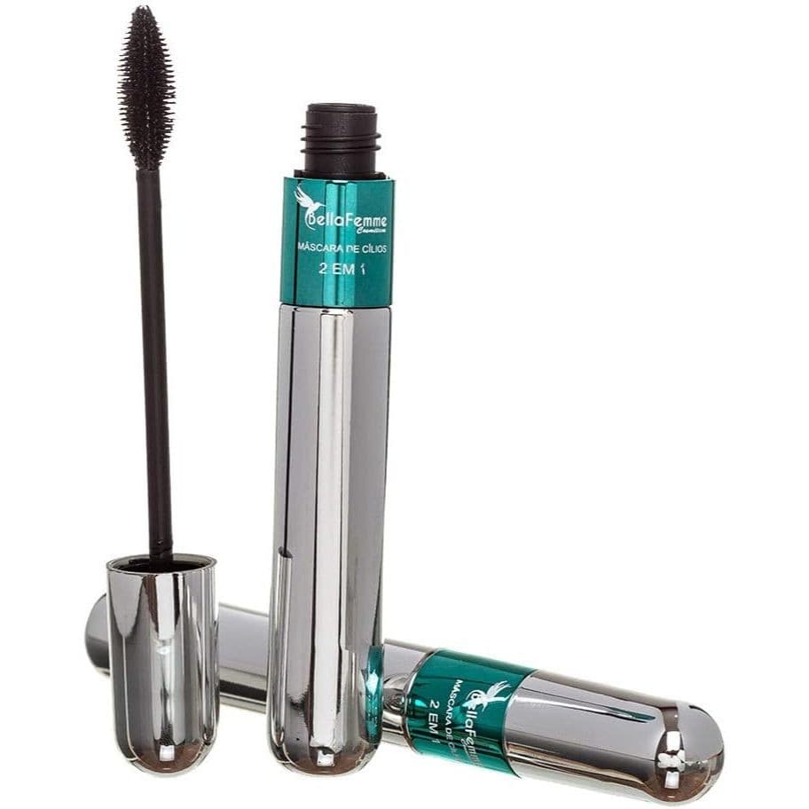 Rímel 2 em 1 Preto Bella Femme - Volume e Alongamento, Longa Duração e Fácil Aplicação