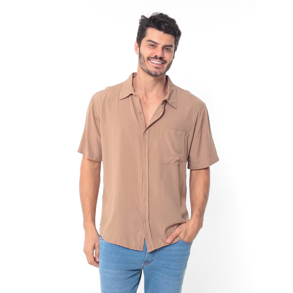Camisa Manga Curta Com Bolso