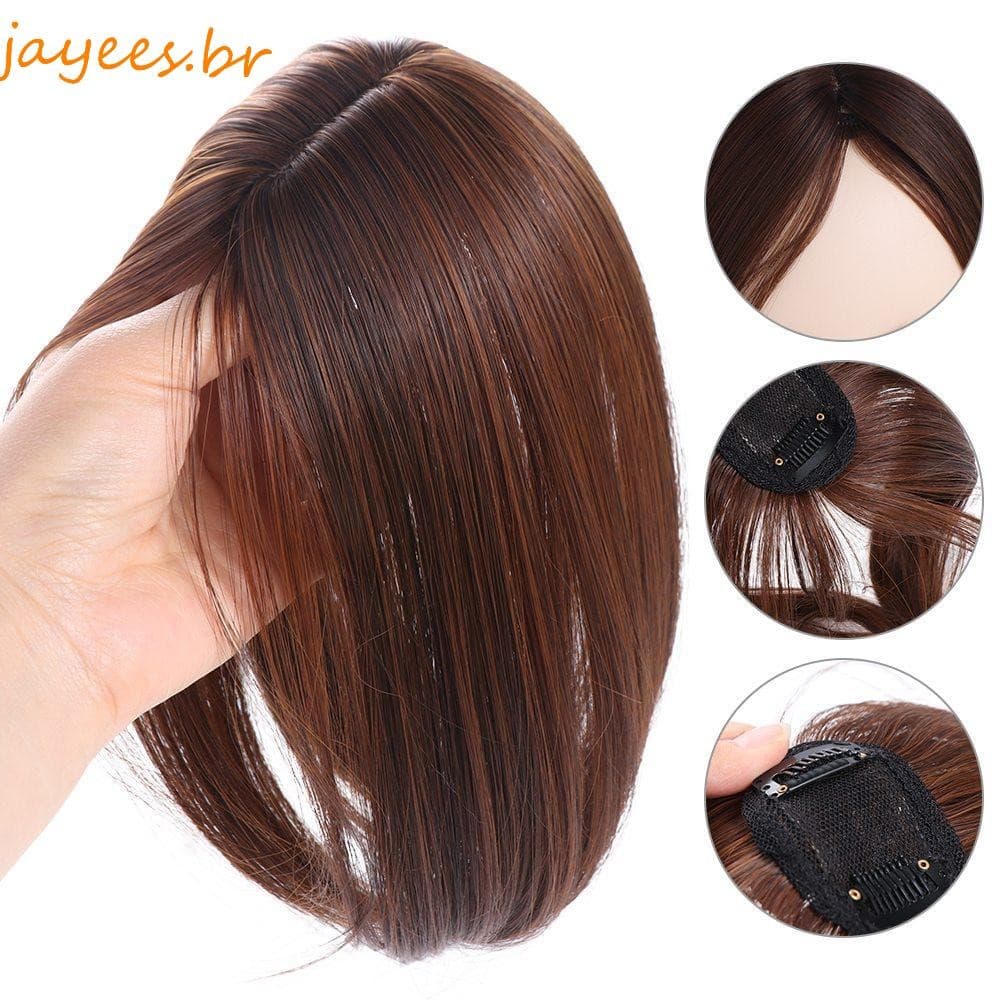 JAYEES Franja Falsa , Extensões De Cabelo Superior Natural , Com Clipe Sintético Peruca Em