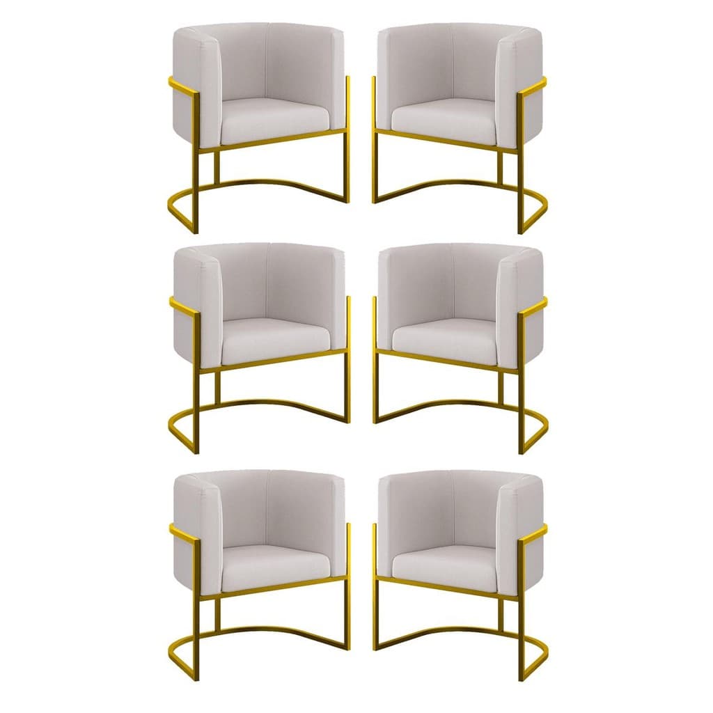Kit 6 Cadeiras Poltrona Lua Veludo Sala Quarto Gold Balaqui