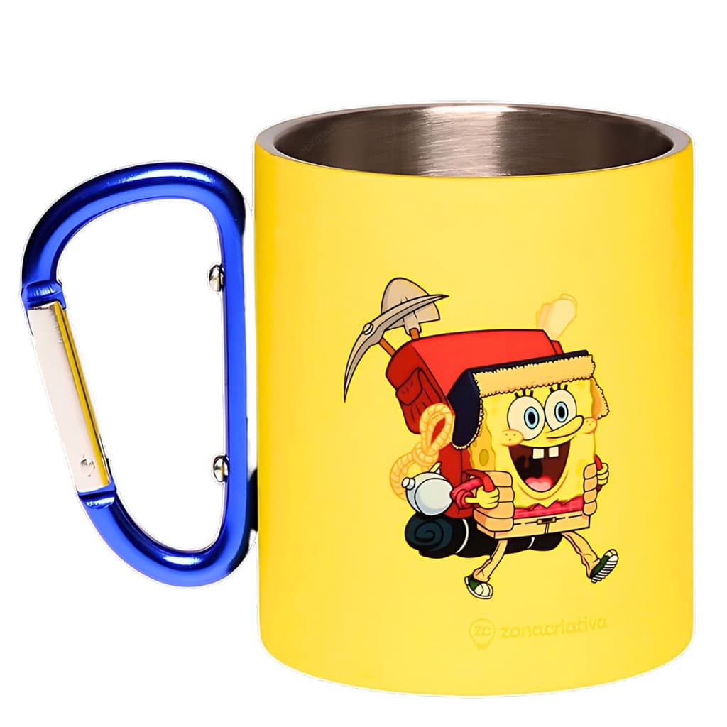Caneca em Alumínio com Mosquetão Bob Esponja Nickelodeon 300ml - Zona Criativa