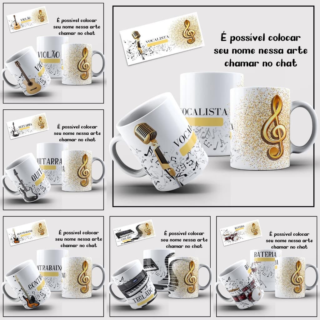 caneca personalizada instrumento musical copo personalizado xícara canecas café porcelana presente