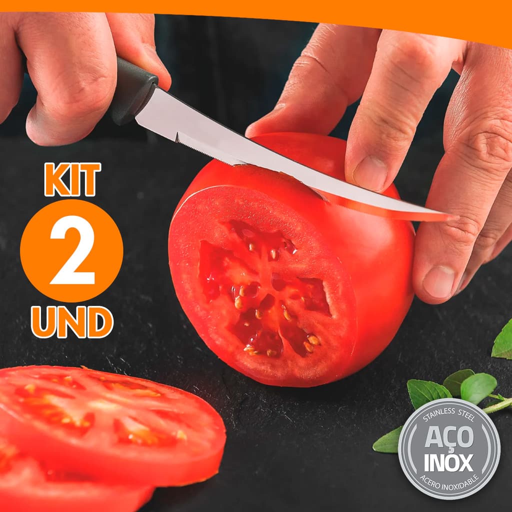Kit 1 a 2 Facas Para Tomate Legumes Chef Profissional Aço Inox  5 Kolling Sell