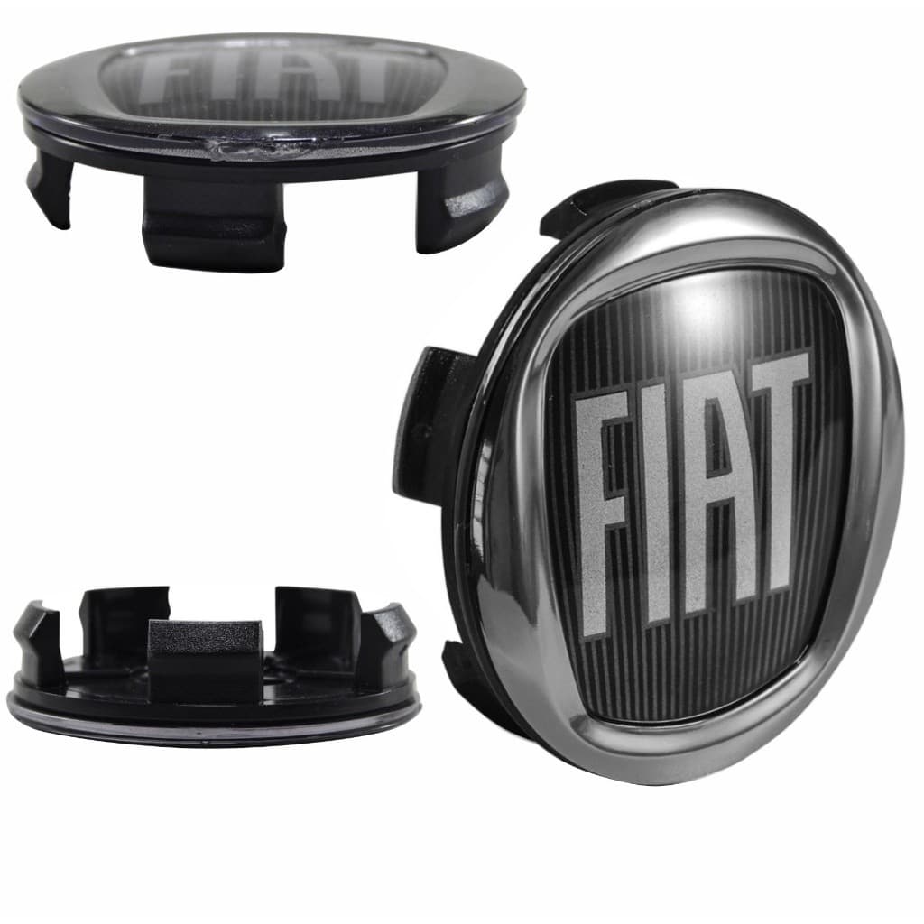 Jogo Calota Calotinha Miolo Centro Lente Alumínio Fiat Strada Pulse Ideia Punto Linea 49,6mm (FT030)