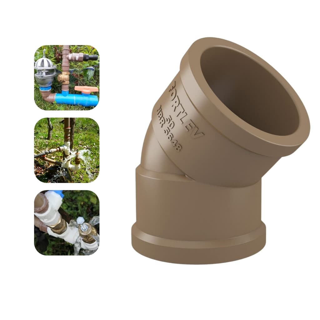 Joelho Cotovelo Pvc Fortlev Soldável Cola 50mm X 45°