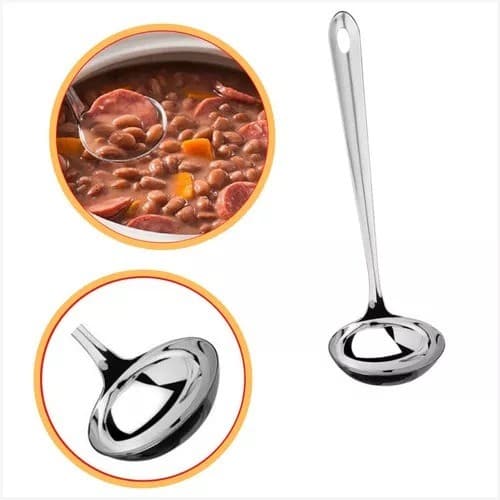 Concha De Feijão Servir Arroz Panela Cozinha Aço Inox 27cm