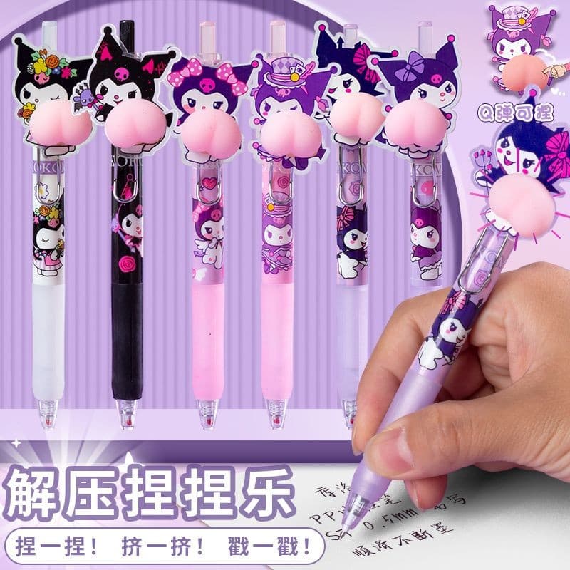 Caneta de gel de desenho animado Caneta de gel de imprensa Caneta esferográfica Kuromi Caneta de imprensa para meninas C