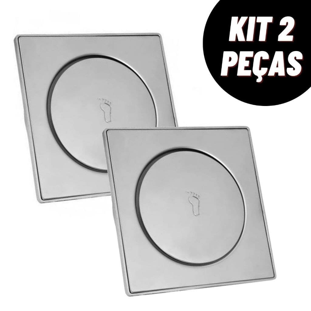 1/2 Ralo Inteligente 10x10/15x15Cm Click Inox Banheiro Lavabo Veda Cheiro