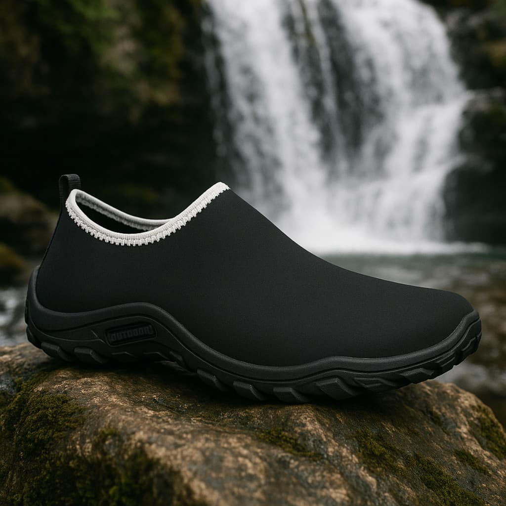 Sapatilha Aquática Neoprene Pesca Cachoeira Confortável Cachoeira Preto com Cinza
