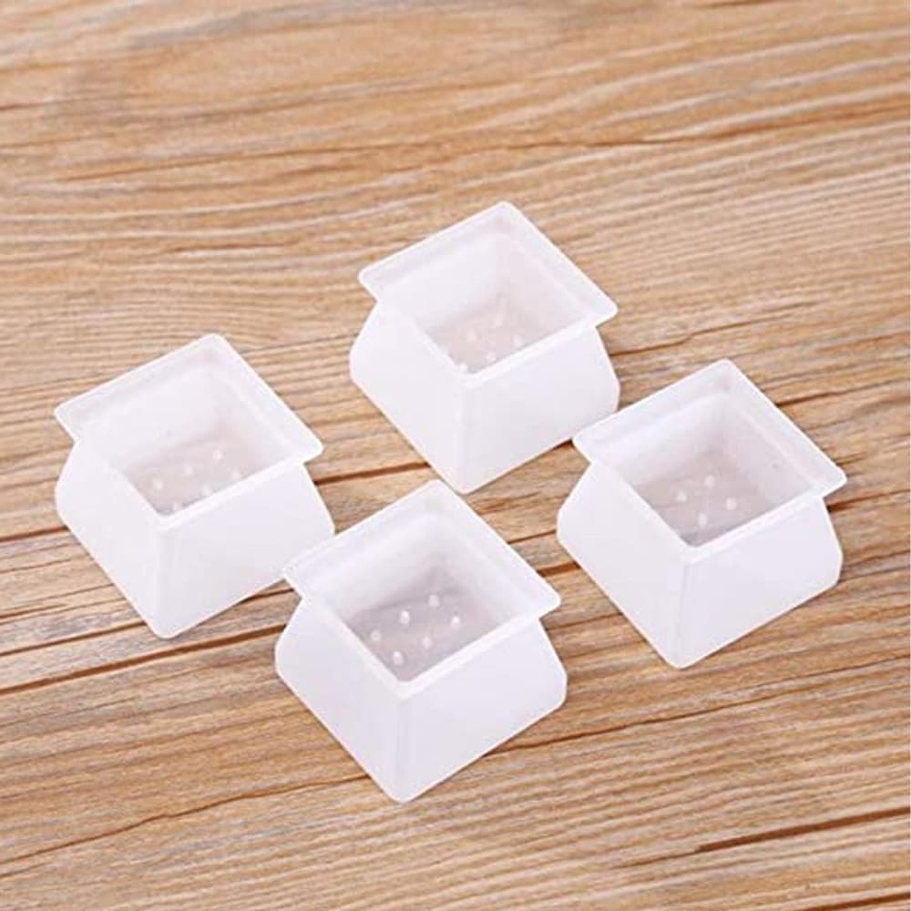 Kit 4 Protetor Pé de Cadeira Poltrona Sofá Anti Risco Anti Ruídos de Silicone - Quadrado
