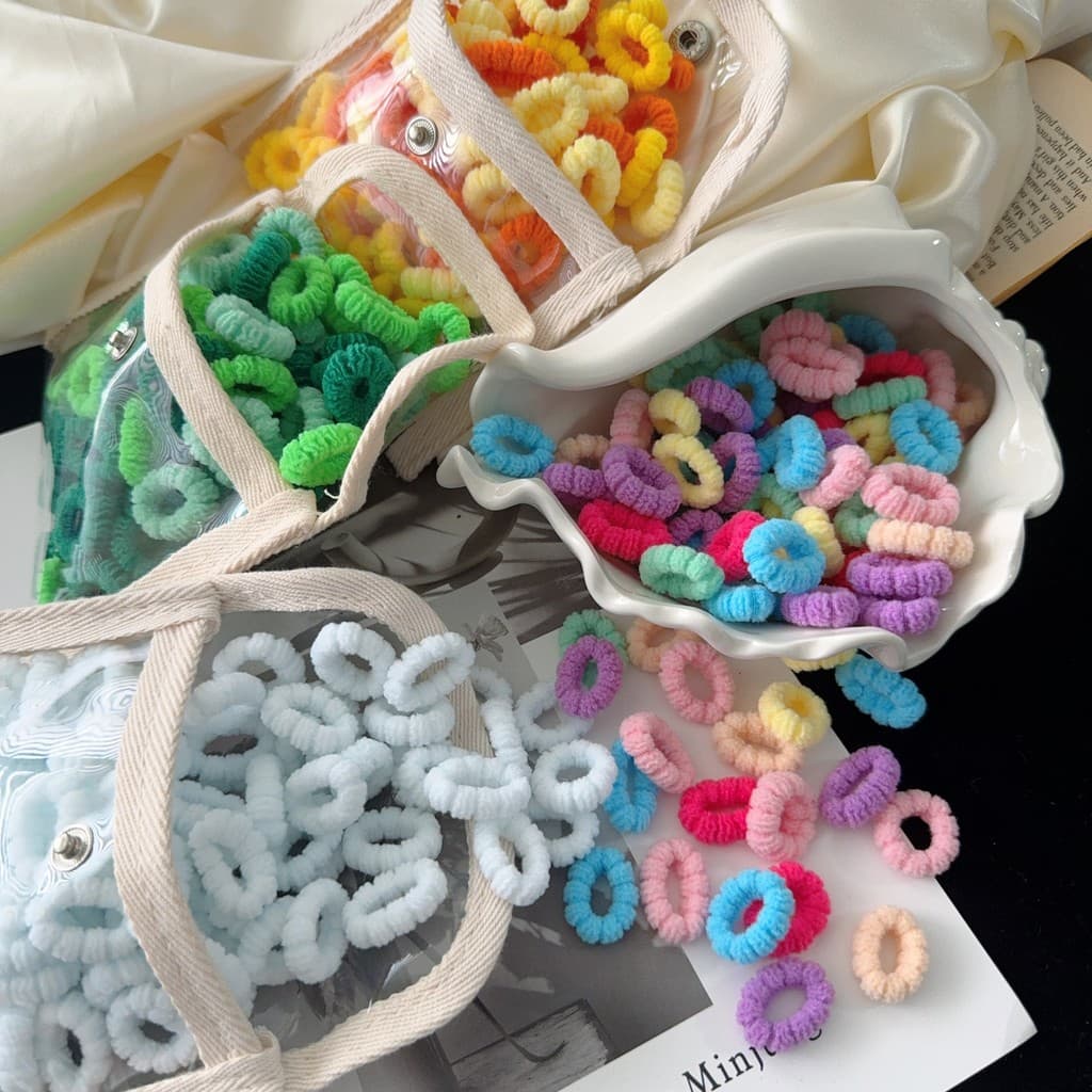 50/100 Pçs Bonito Crianças Sólida Grade Onda Elástica Faixas De Cabelo Do Bebê Meninas Scrunchie Borracha Doce Acessório