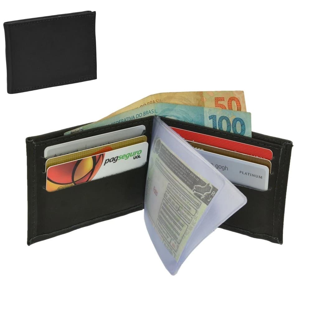 Carteira Masculina Porta Cartão Cédula e Documentos 1 unid