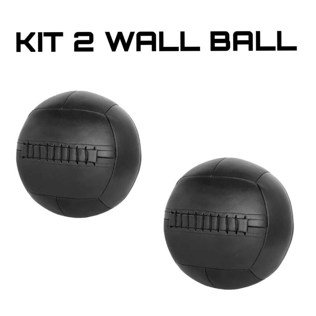 Kit 2 Wall Ball Em Couro Legitimo Para Treinos E Musculação 6, E 8kg