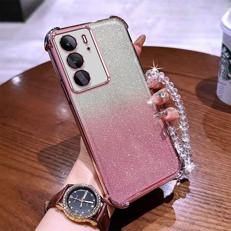 Caso Brilhante Para Realme C75 C75X C65 C65S C63 C61 C53 C51 C55 Pérola Corrente De Pulso Giltter Cartão Telefone Embala
