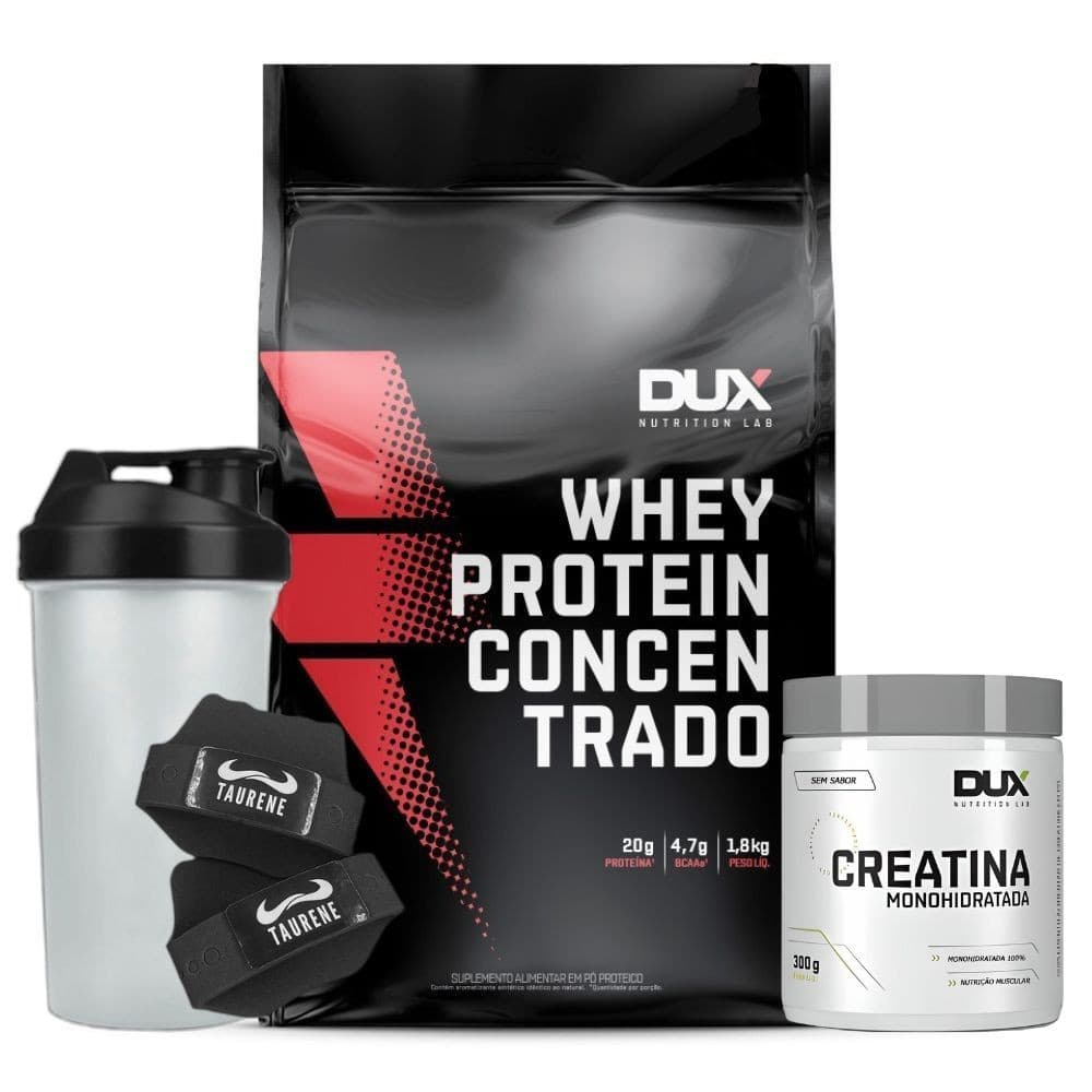 Whey Concentrado 1,8Kg Baunilha Creatina Coqueteleira Dux