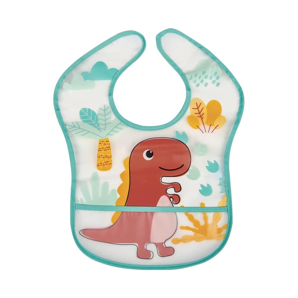 Babador Para Bebê Impermeável Com Bolso Dino Verde Buba
