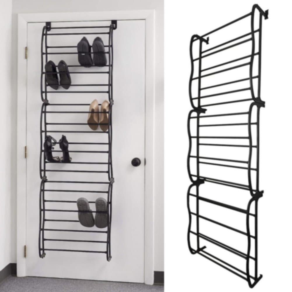 Sapateira Vertical de Parede e Porta para 36 Pares Preta