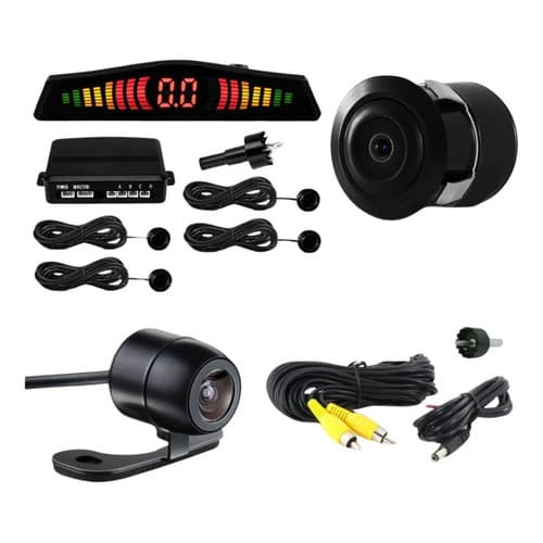 Kit Câmera De Ré + Sensor De Estacionamento Preto