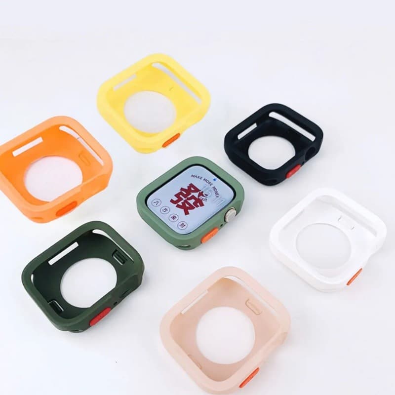 TPU Bumper Capinha Case Para Apple Watch 41mm 40mm 44mm 45mm 49mm Ultra iWatch Anti-fall Case De Silicone