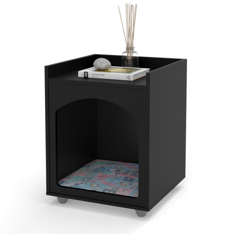 Mesa de Cabeceira Pet Quarto Casinha de Cachorro/Gato Preto Fosco -  Decora Móveis Online