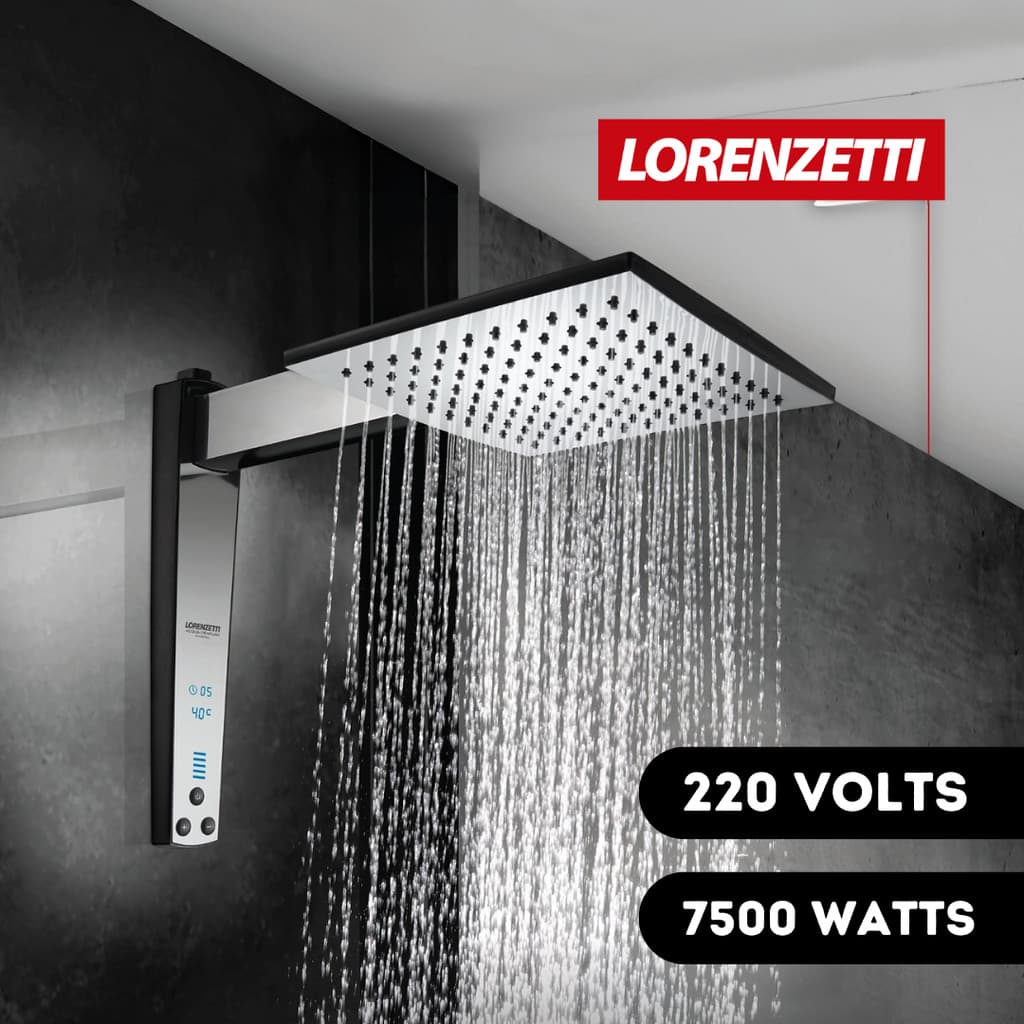 Chuveiro Ducha Acqua Century Digital Preto Cromado 220v 7500w Quadrado Lorenzetti Clean Moderno