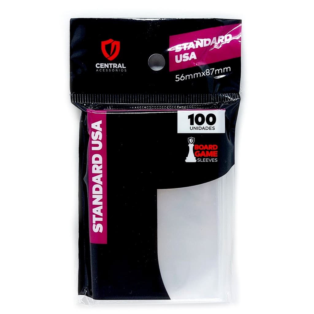 Central Board Game 100 Sleeves Formato Padrão USA 56 x 87m