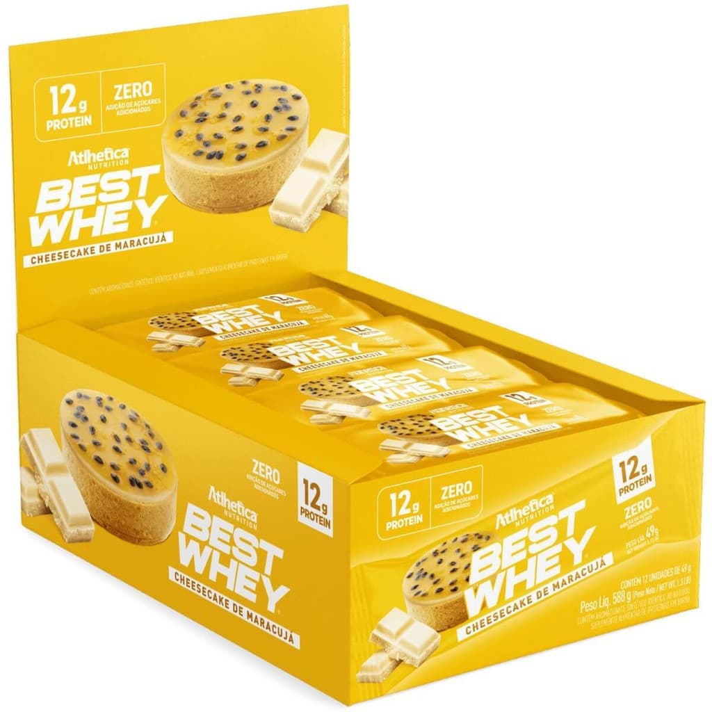 Barrinha Com 12g de Proteínas Best Whey Atlhetica 49g - Caixa 12 Unidades