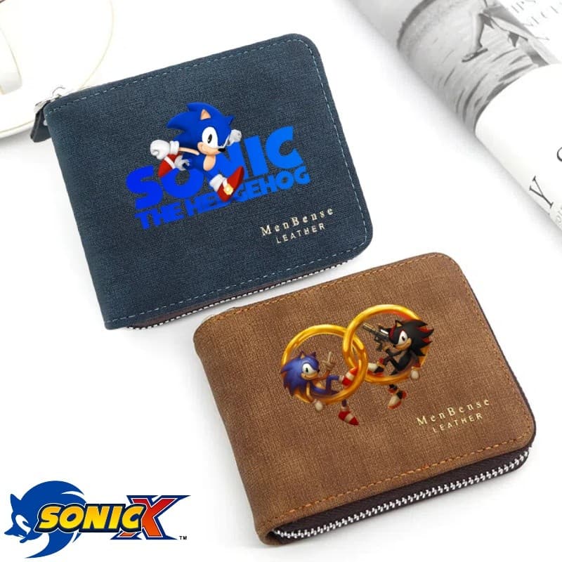 Carteira Sonic Cartoon De Armazenamento Multifuncional De Alta Qualidade Com Zíper E Cartões Bancários Integrados , Moed